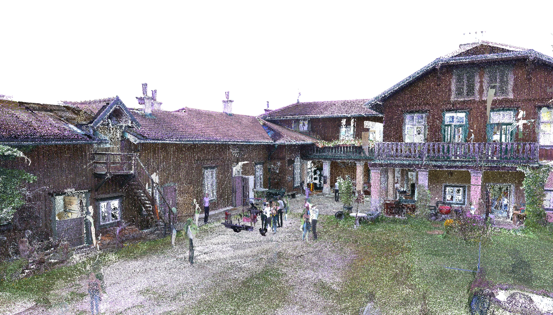 Punktwolke eines historischen Holzgebäudes aus dem 3D-Laserscan